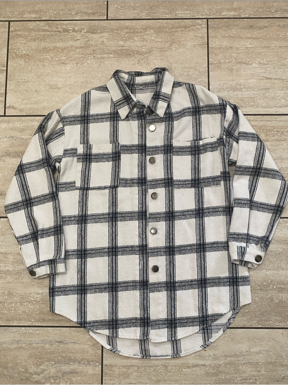 Vici Black and White Plaid Button-Down Shacket